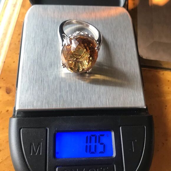 Natural Citrine Sterling Silver Cocktail Ring Size 8 - Picture 8 of 8